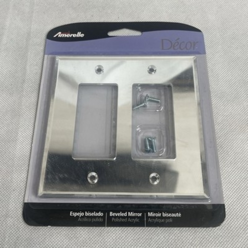 Amerelle Beveled Mirror Polished Acrylic Double Rocker Wall Plate NIP